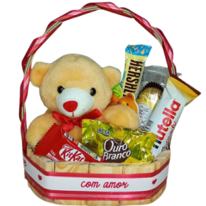 CESTA 09-Pelúcia 13cm+Chocolates Variados